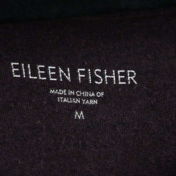 Eileen Fisher Size Medium Long Sleeve Scoop Neck Shirt Plum High Low - Picture 3 of 4